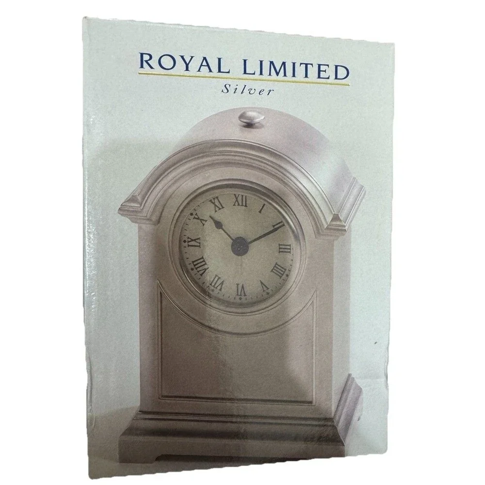 Vintage 1997 Royal‎ Limited Silver Medium Arch Alarm Mantel Clock